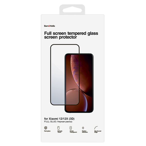 фото Защитное стекло с рамкой 3d для xiaomi 12/12x full glue black (ут000030031) barn&hollis