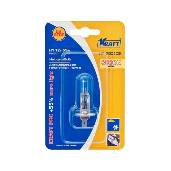 фото Лампа автомобильная h1 12v 55w p14,5s pro + 55% more light (kt 700105) kraft