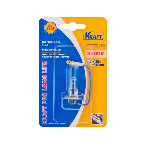 фото Лампа автомобильная h3 12v 55w pk22s pro long life (kt 700120) kraft