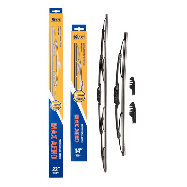 фото Комплект щеток стеклоочистителя 2 адаптера, 560/350 мм (kt 830888) kraft