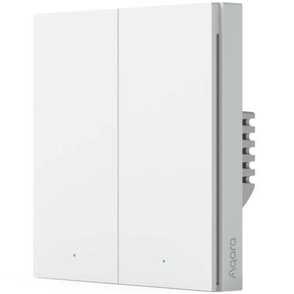 фото Умный выключатель smart wall switch h1 eu, двухклавишный без нейтрали (ws-euk02) aqara