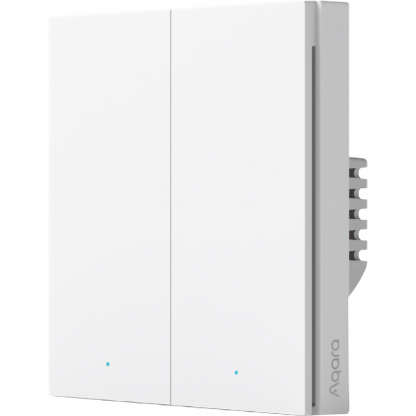 фото Умный выключатель smart wall switch h1 eu, двухклавишный с нейтралью (ws-euk04) aqara