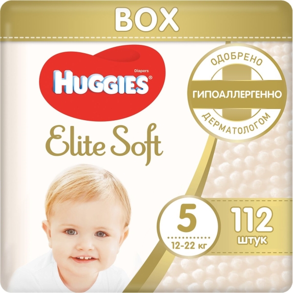 фото Подгузники elite soft, размер 5, 12-22 кг, 112 шт box huggies