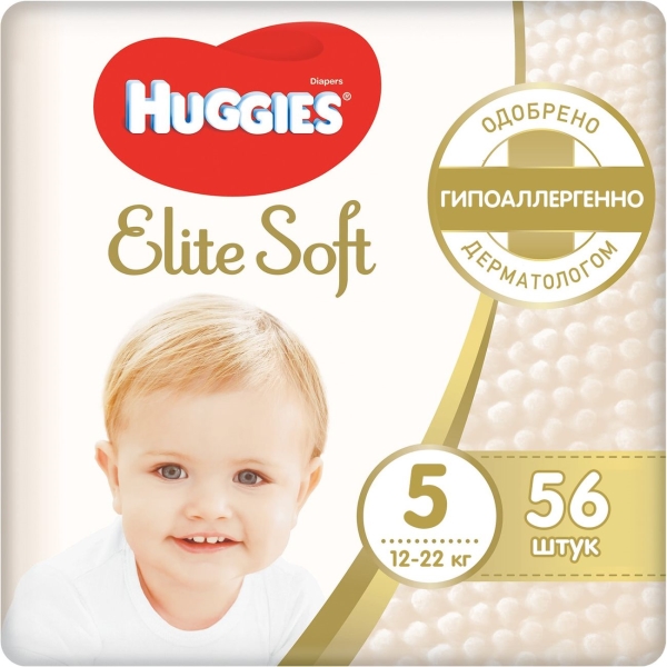 фото Подгузники elite soft, размер 5, 12-22 кг, 56 шт huggies