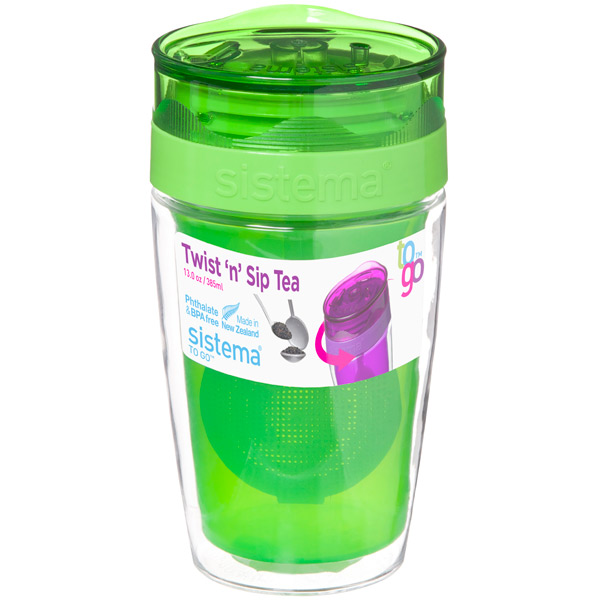 фото Термокружка to-go twist 'n' sip tea, 370 мл green (21476) sistema
