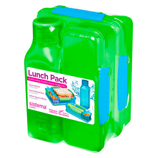 фото Набор контейнеров и бутылка для воды lunch 3 pack, 475 мл green (1590) sistema