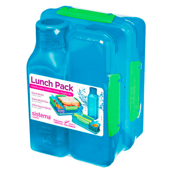 фото Набор контейнеров и бутылка для воды lunch 3 pack, 475 мл blue (1590) sistema