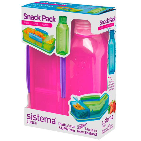 фото Контейнер и бутылка для воды lunch snack pack, 475 мл red (1596) sistema