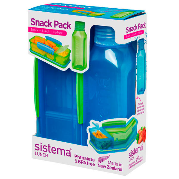 фото Контейнер и бутылка для воды lunch snack pack, 475 мл blue (1596) sistema