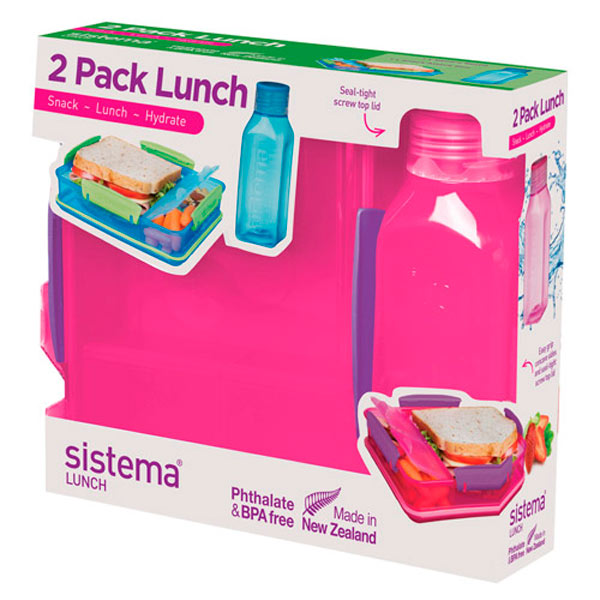 фото Контейнер и бутылка для воды 2 pack lunch, 475 мл red (1597) sistema