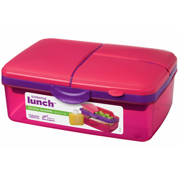 фото Ланчбокс с бутылкой lunch slimline quaddie, 1,5 л red (3965) sistema