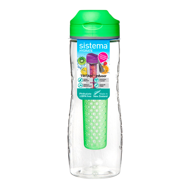 фото Бутылка для воды hydrate tritan infuser, 800 мл green (660) sistema