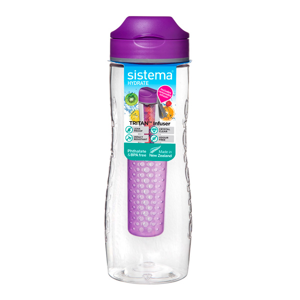 фото Бутылка для воды hydrate tritan infuser, 800 мл violet (660) sistema