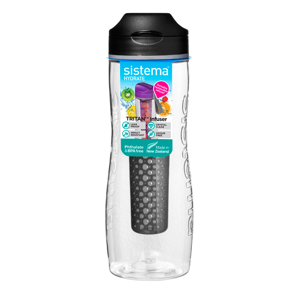 фото Бутылка для воды hydrate tritan infuser, 800 мл black (660) sistema