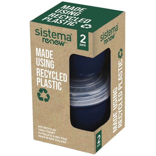фото Набор контейнеров для йогурта renew, 150 мл, 2 шт blue (581466) sistema