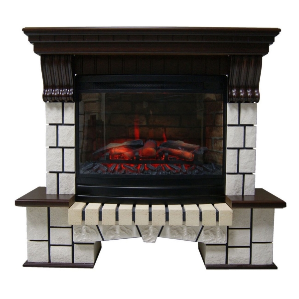 фото Электрический камин экстер с очагом panoramic 25-30 dark oak inter flame