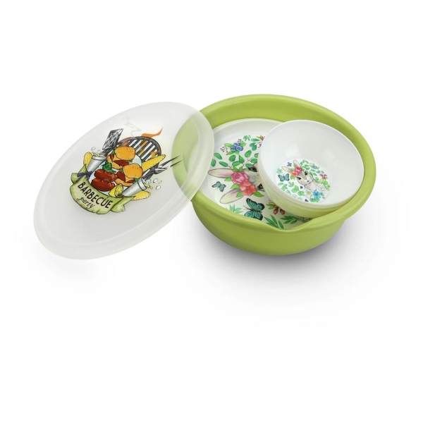 фото Набор посуды для пикника "кроль-вилль: цветочная зая", в миске 3,2 л с крышкой, 10 предметов (307141) nd-play