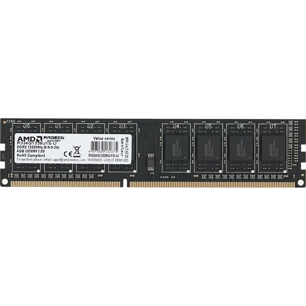 фото Оперативная память ddr3 4gb 1333mhz dimm (r334g1339u1s-u) amd