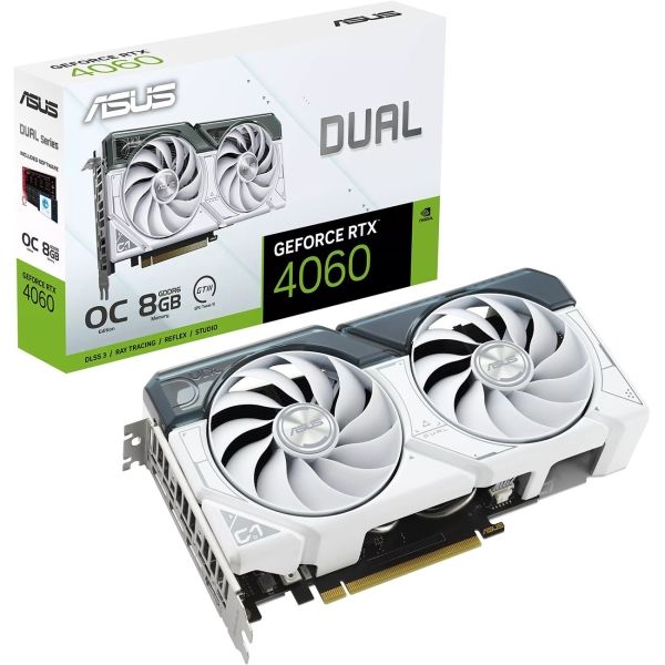 фото Видеокарта geforce rtx 4060 whiteoc 8gb (90yv0jc2-m0na00) asus