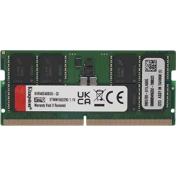 фото Оперативная память valueram 32gb 4800mhz ddr5 sodimm (kvr48s40bd8-32) kingston