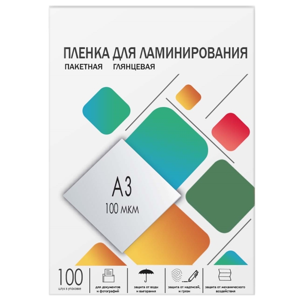 фото Пленка для ламинирования a3, 100 мкм, глянцевая, 100 шт (lpa3-100) гелеос