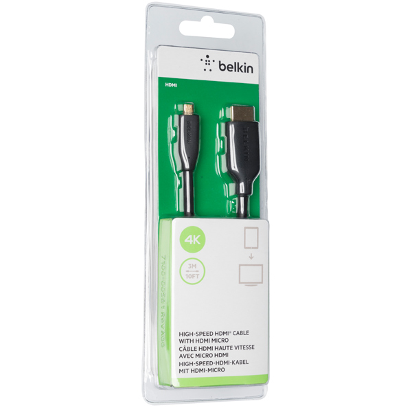 фото Кабель hdmi папа/micro hdmi папа, 10,2 гбит/с, 3 м (f3y030bf3m-p) belkin