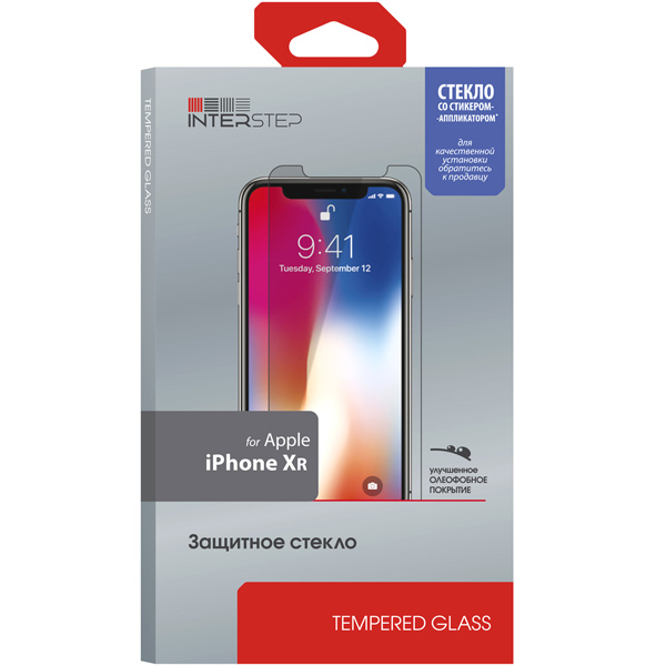 фото Защитное стекло для iphone xr, cо стикером-аппликатором, глянцевое 0,3 мм (is-tg-iphonxrcl-ua3b201) interstep