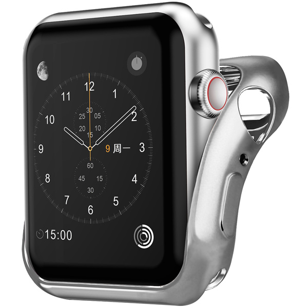 фото Чехол для apple watch 38mm, спортивный, силикон, серебро (hwe-awc38msl-np0017o-k400) interstep