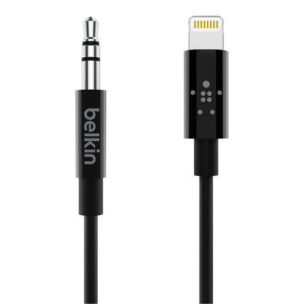 фото Кабель для ipod, iphone, ipad 3.5mm audio папа/ 8-pin lightning 0,9m black (av10172bt03-blk) belkin