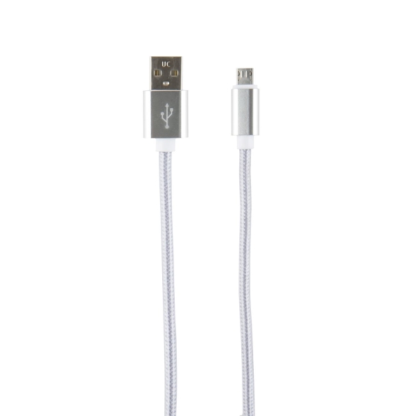 фото Кабель usb/microusb, нейлоновая оплетка, серебристый (ут000013407) red-line