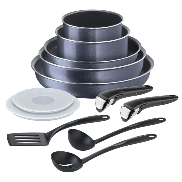 фото Набор посуды ingenio twinkle grey, 12 предметов (04180890) tefal