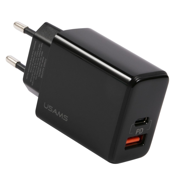 фото Сетевое зарядное устройство us-cc133 t40 usb/type-c qc3.0 + pd black (cc133tc01) usams