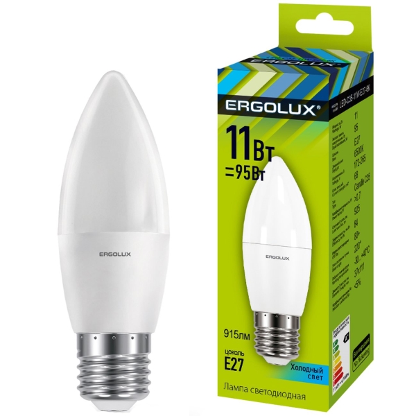 фото Светодиодные лампы led-c35-11w-e27-4k, 10 шт ergolux