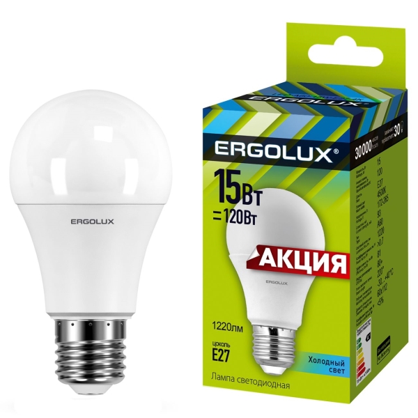 фото Светодиодные лампы led-a60-15w-e27-4k, 10 шт ergolux