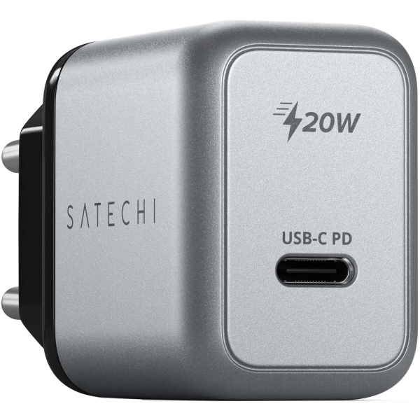 фото Сетевое зарядное устройство 20w usb-c pd wall charger space grey (st-uc20wcm-eu) satechi