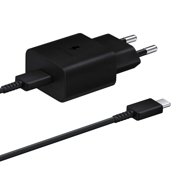 фото Сетевое зарядное устройство с кабелем type-c 15w black (ep-t1510xbegru) samsung