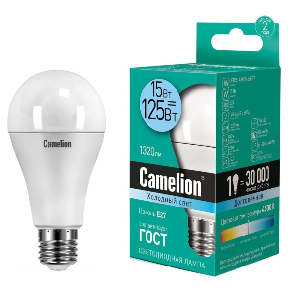 фото Светодиодные лампы led15-a60/845/e27, 10 шт camelion