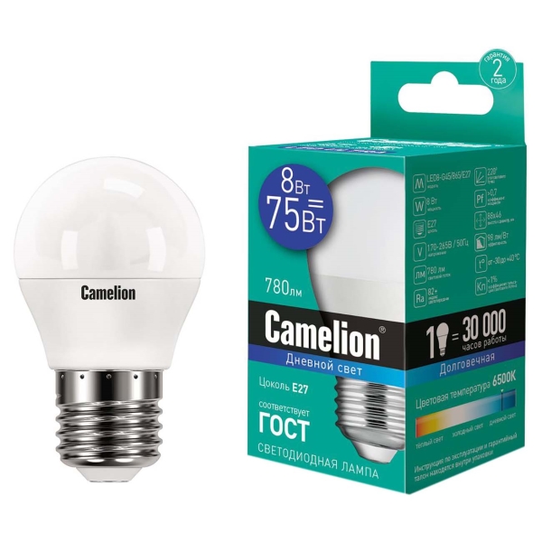 фото Светодиодные лампы led8-g45/865/e27, 10 шт camelion