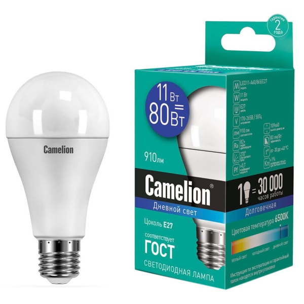 фото Светодиодные лампы led11-a60/865/e27, 10 шт camelion