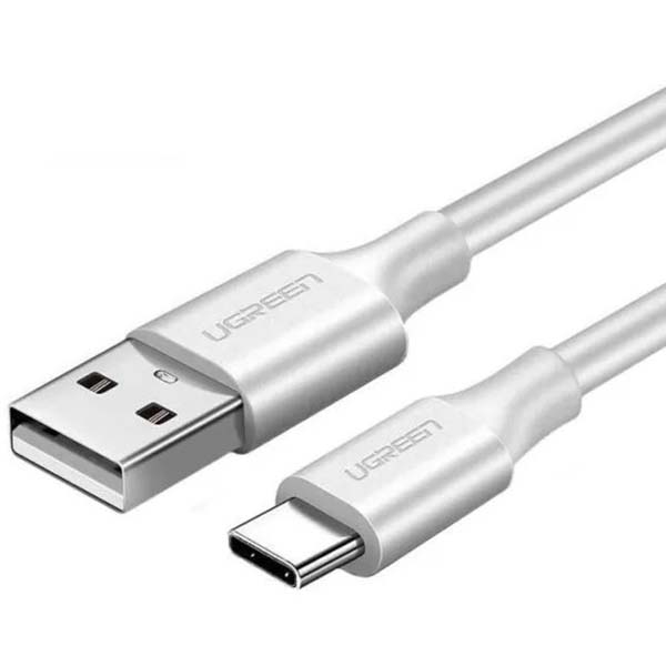 фото Кабель us287 usb-a 2.0/usb type-c nickel plating 1m white (60121) ugreen