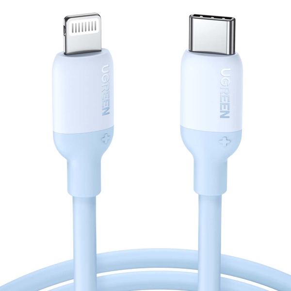 фото Кабель us387 usb type-c/lightning silicone 1m blue (20313) ugreen