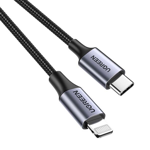 фото Кабель us304 usb type-c/lightning m/m aluminum shell braided 2m (60761) ugreen