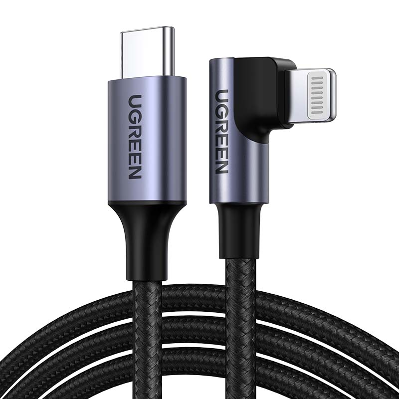 фото Кабель us305 usb type-c/lightning angled aluminum shell braided (60763) ugreen