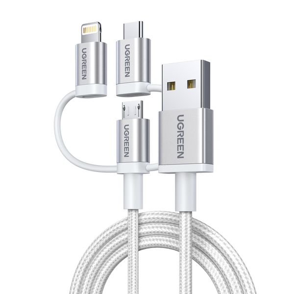 фото Кабель us186 3 in 1 usb 2.0-a multifuntion cable with braid (50203) ugreen