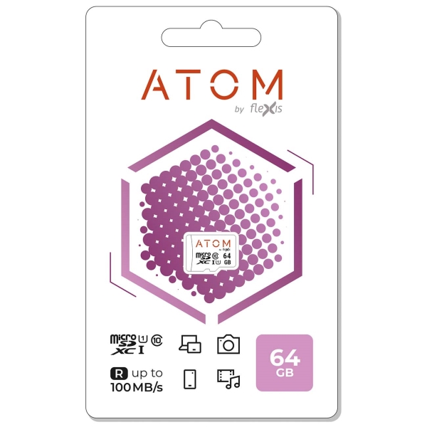 фото Карта памяти microsdhc uhs-1 u1 64gb (amsdu1/64gb) atom