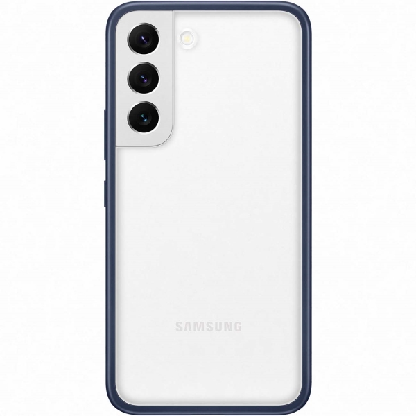 фото Чехол frame cover для samsung galaxy s22, прозрачный с темно-синей рамкой (ef-ms901)