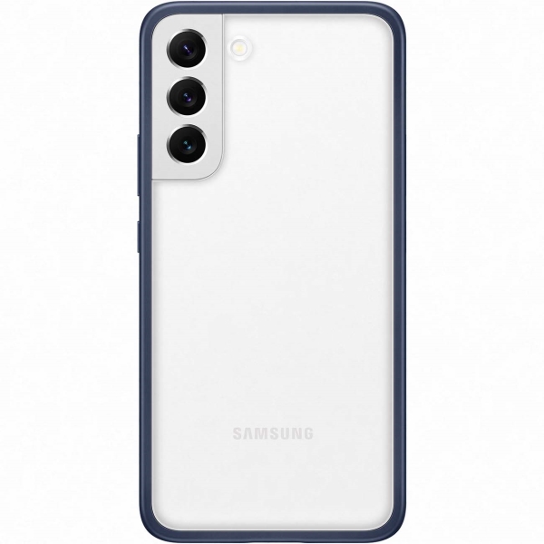 фото Чехол frame cover для samsung galaxy s22+, прозрачный с темно-синей рамкой (ef-ms906)